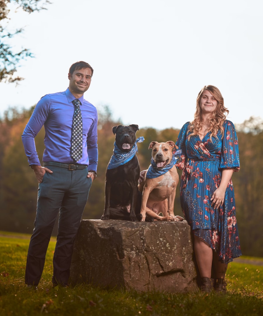 Mike and his wife and two dogs